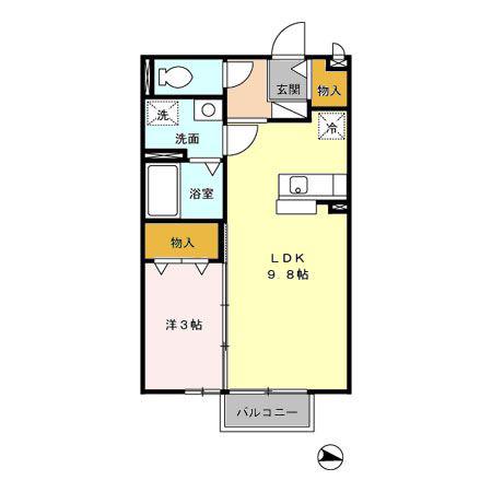 アルマンド上峰(1LDK/2階)の間取り写真