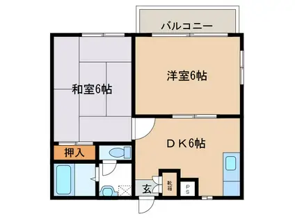 フレグランス千代川E棟(2DK/2階)の間取り写真