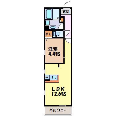 クラージュ平安(1LDK/2階)の間取り写真