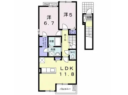 ALLOGGIO INABA(2LDK/2階)の間取り写真