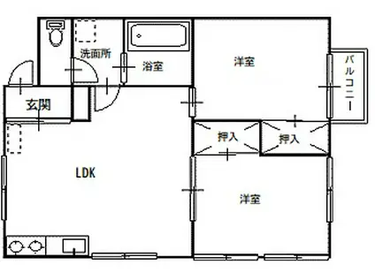 シャルマン(2LDK/2階)の間取り写真