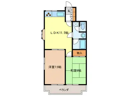 グリーンハイツ大谷(2LDK/2階)の間取り写真