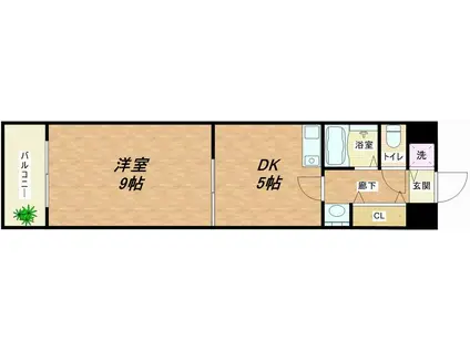 グリーンプラザ瓦町(1DK/2階)の間取り写真