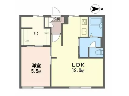 メゾンドグレープA棟(1LDK/1階)の間取り写真