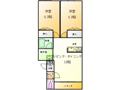 Mハイツ宮の森6(2LDK/1階)の間取り写真