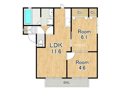 メゾンドフレール(2LDK/2階)の間取り写真