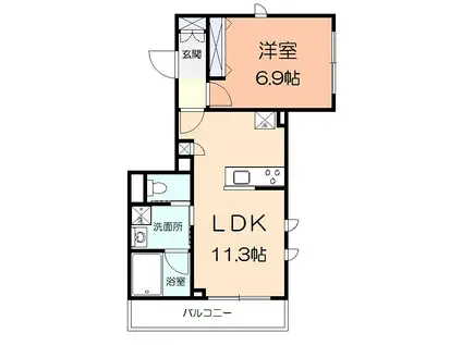 ヴィアソーレ湘南II(1LDK/3階)の間取り写真