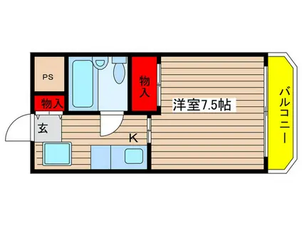 宮地ハイツ(1K/2階)の間取り写真