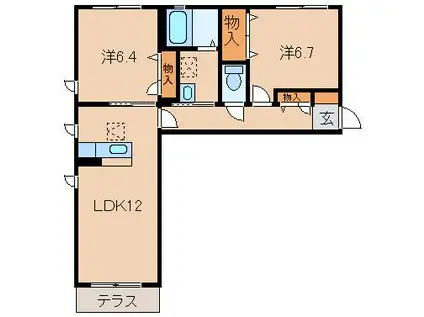 ガーデンハイツII(2LDK/1階)の間取り写真
