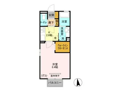 オプティマールB(1K/2階)の間取り写真