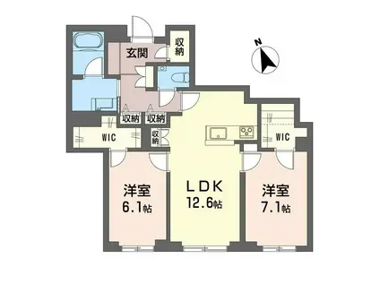 グランクロス サン(2LDK/1階)の間取り写真