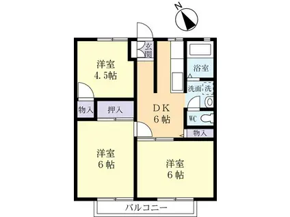 リバーサイドビラD(3DK/1階)の間取り写真