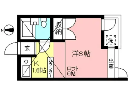 アーバン生田(ワンルーム/2階)の間取り写真