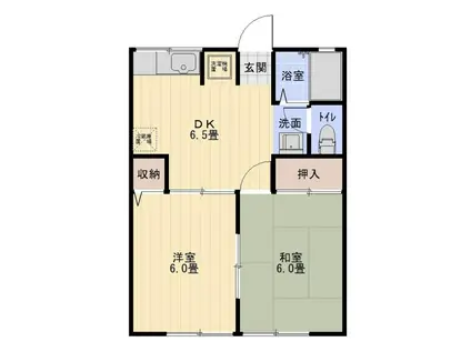 レトア滝ノ水Ⅰ(2DK/1階)の間取り写真