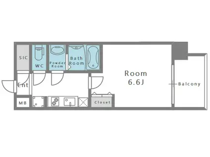 ビガーポリス417天満橋II(1K/4階)の間取り写真