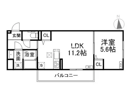 フルールII(1LDK/1階)の間取り写真