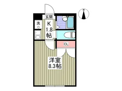 ブランドール北之幸谷3(1K/1階)の間取り写真