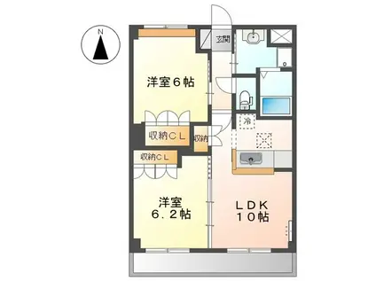 プリマ・クラッセ(2LDK/1階)の間取り写真