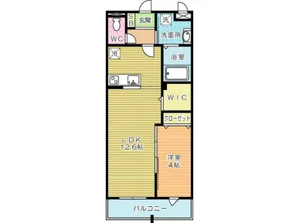 ミーナ白銀(1LDK/4階)の間取り写真