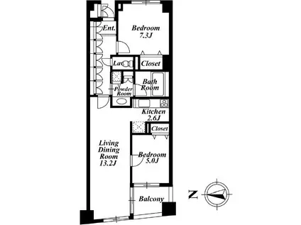 KDXレジデンス半蔵門(2LDK/2階)の間取り写真