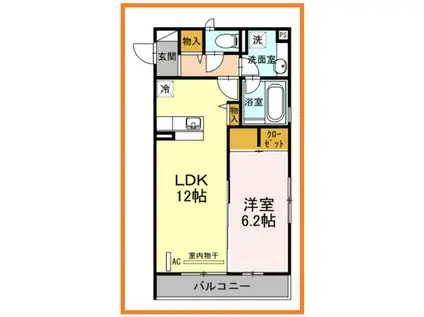 ペアハピネス(1LDK/3階)の間取り写真