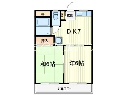 メゾン東宏(2DK/2階)の間取り写真