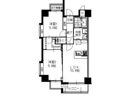 ヒルクレスト百道(2LDK/3階)の間取り写真