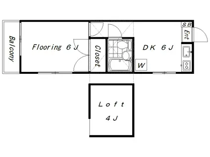 コーポニワ(1SDK/2階)の間取り写真