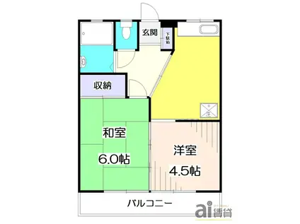 金山ハイム(2K/3階)の間取り写真