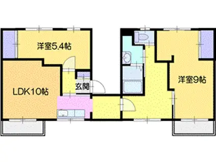 ビレッジハウス野幌1号棟(2LDK/3階)の間取り写真