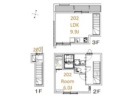 ミハス南烏山(1LDK/2階)の間取り写真