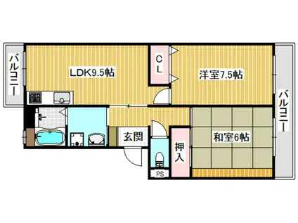 サニーコートII(2LDK/1階)の間取り写真