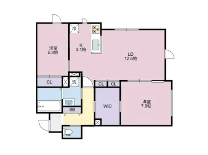 BELLE LEAD 東吉野 B棟(2LDK/1階)の間取り写真