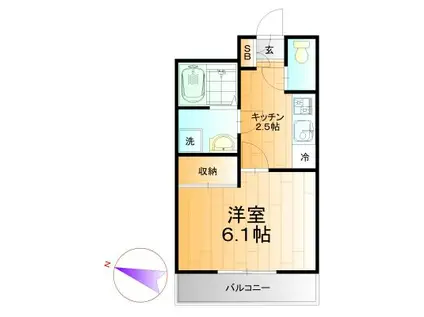 エスポワール(1K/2階)の間取り写真