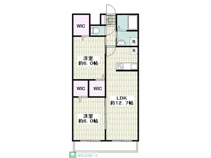 テラス本厚木2(2LDK/3階)の間取り写真