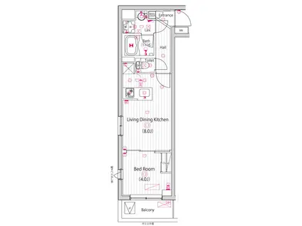 ガーラ・ステーション川崎久地(1LDK/1階)の間取り写真