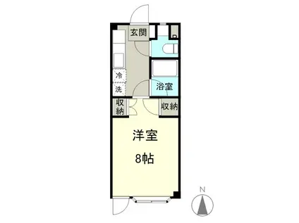 アップルズ(1K/1階)の間取り写真