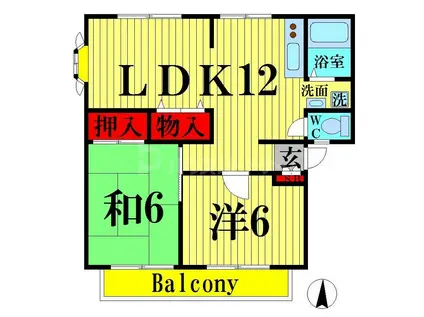 カーサJUNE B(2LDK/2階)の間取り写真