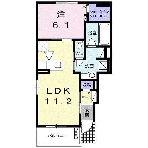 アウローラ I(1LDK/1階)の間取り写真