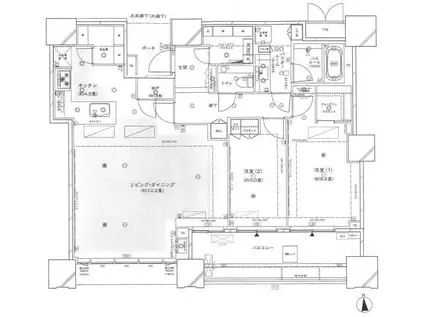 DEUX TOURS ウエスト(2LDK/52階)の間取り写真