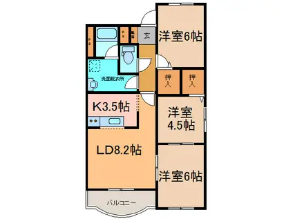 サングレースすずらん(3LDK/3階)の間取り写真
