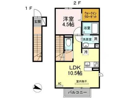 SWS RIVERSIDE D-ROOM(1LDK/2階)の間取り写真