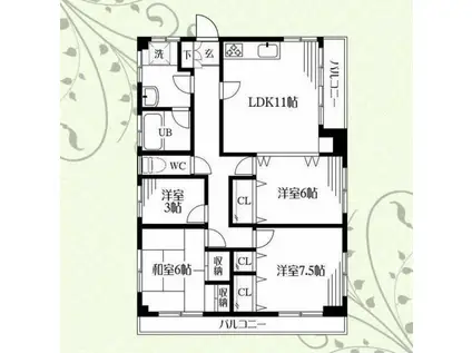 ラベンダーコート(4LDK/3階)の間取り写真