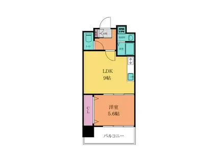竪町センタービル(1LDK/9階)の間取り写真