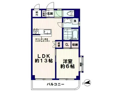 グランデュール富士見町A(1LDK/3階)の間取り写真
