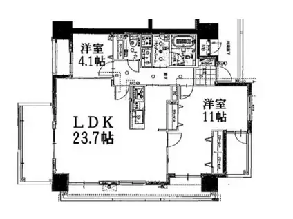 プレサンスロジェおもろまちレーブ(2LDK/12階)の間取り写真