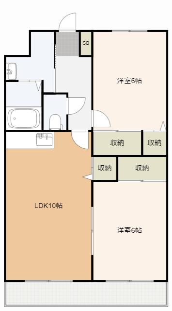 グランドールV(2LDK/1階)の間取り写真