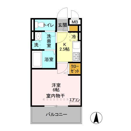 プランドール(1K/2階)の間取り写真