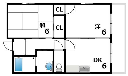 住吉川ガーデンハイツ(2DK/2階)の間取り写真