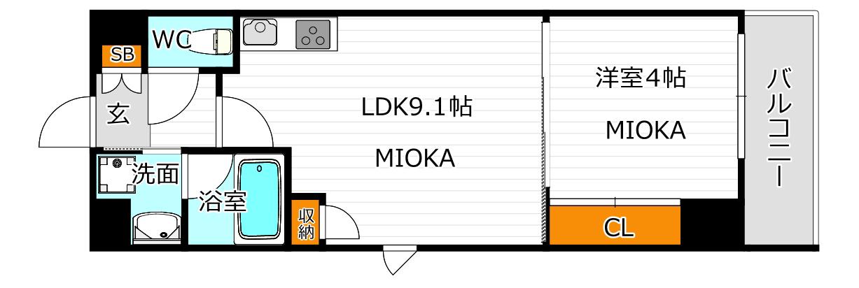 トーシンイーストビル(1LDK/2階)の間取り写真